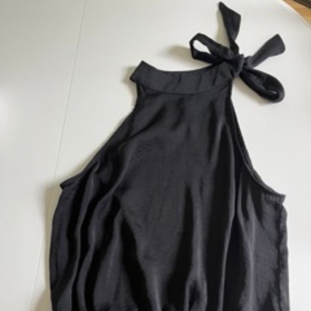 Black, Tie-Neck Tank Top